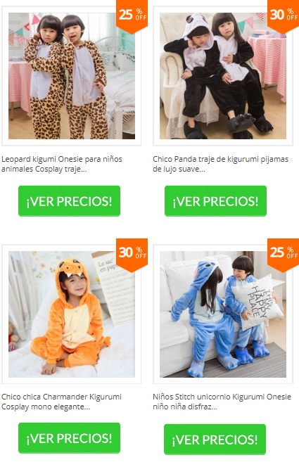pijamas tipo mono para niños de leopardo, de oso panda y Stitch
